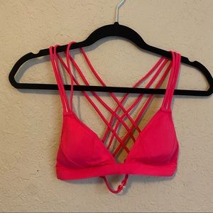 PINK Red , Strappy, Bikini Top